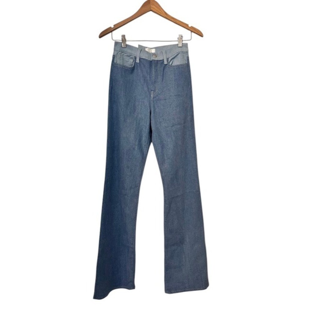 7 For All Mankind Easy Boot Jeans Light Wash Two Tone Hem Slit NWT 26